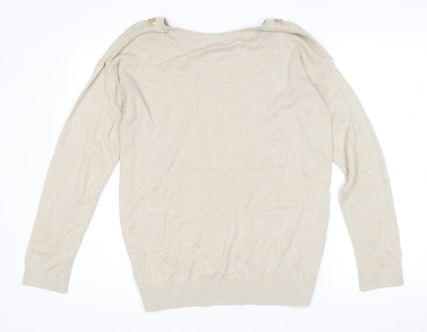 Wallis Womens Beige Scoop Neck Viscose Pullover Jumper Size S