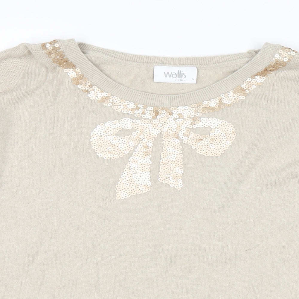 Wallis Womens Beige Scoop Neck Viscose Pullover Jumper Size S