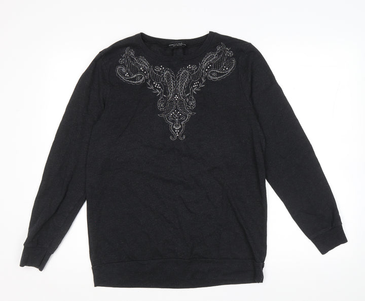 Dorothy Perkins Womens Black Cotton Pullover Sweatshirt Size 12 Pullover - Paisley