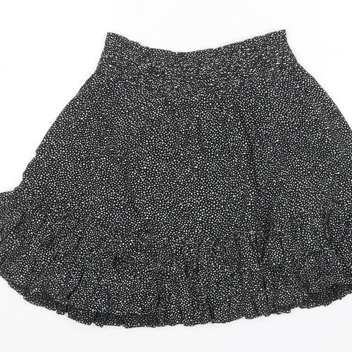NEXT Girls Black Polka Dot Viscose Flare Skirt Size 10 Years Regular Drawstring