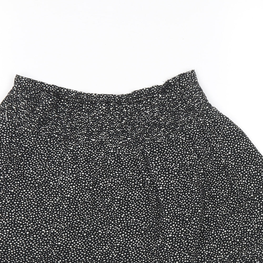 NEXT Girls Black Polka Dot Viscose Flare Skirt Size 10 Years Regular Drawstring