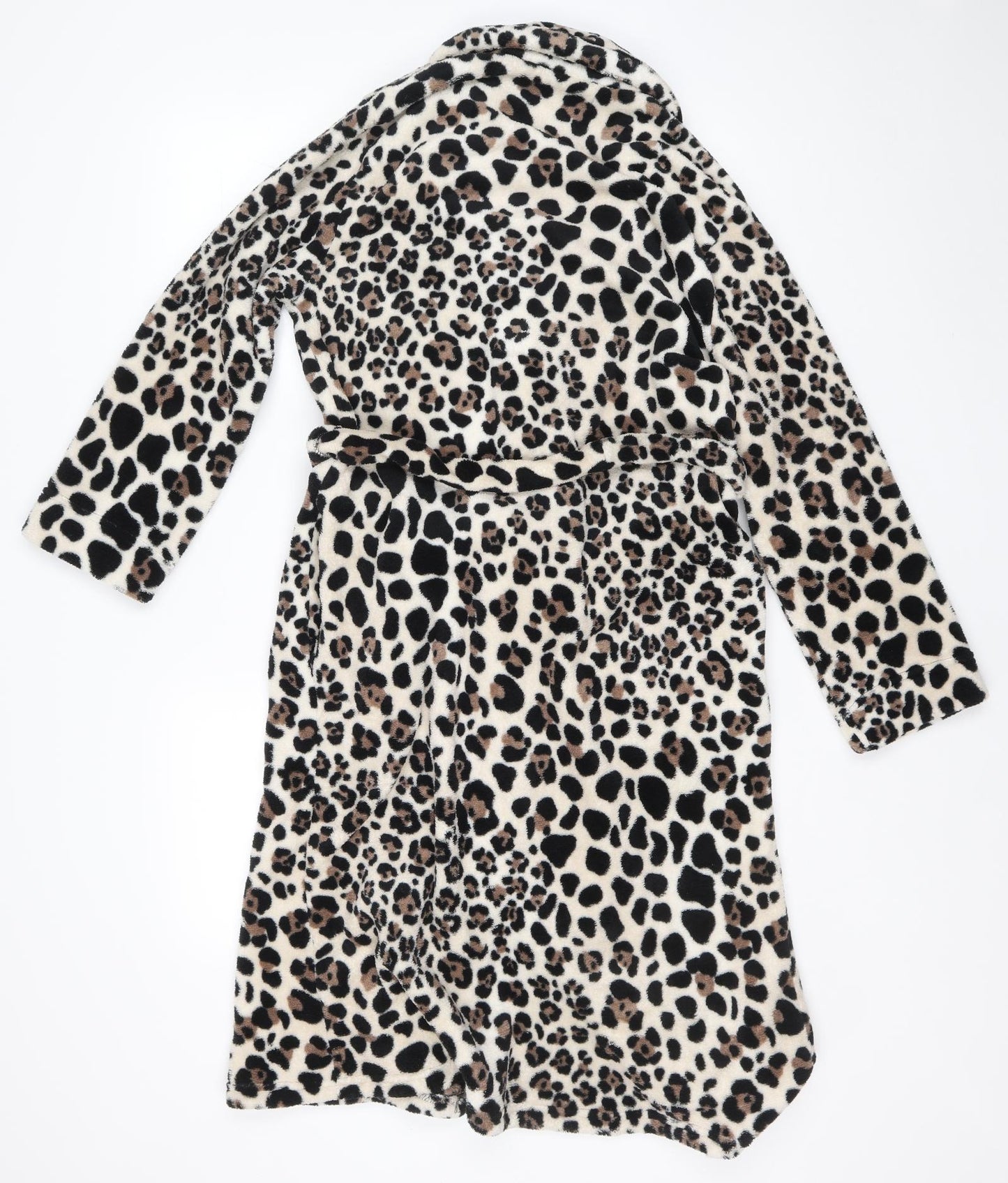 Indigo Sky Womens Brown Animal Print Polyester Kimono Robe Size 10 Tie - Leopard