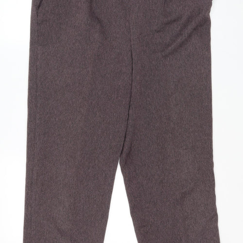 BHS Womens Purple Herringbone Polyester Trousers Size 14 L26 in Regular Drawstring