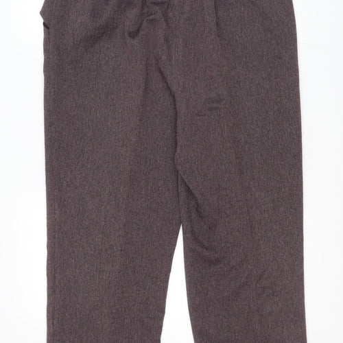 BHS Womens Purple Herringbone Polyester Trousers Size 14 L26 in Regular Drawstring