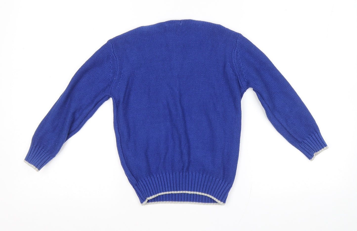 Bluezoo Boys Blue Round Neck Cotton Pullover Jumper Size 3-4 Years Pullover - Monkey