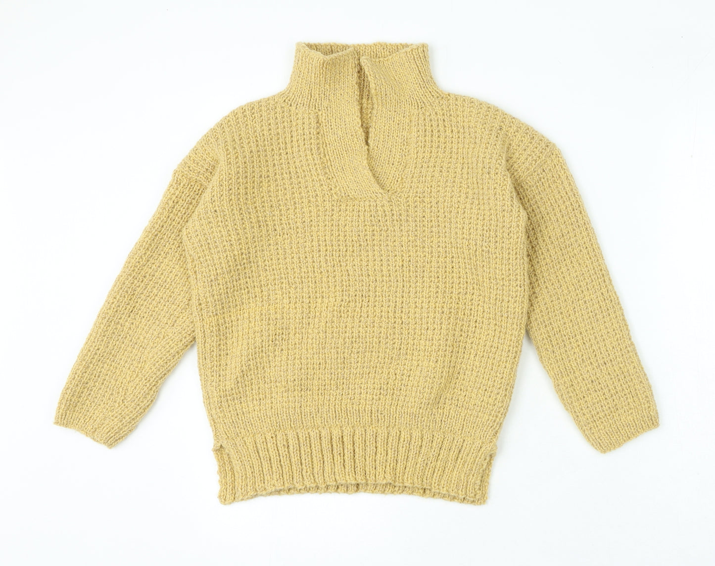 Preworn Womens Beige V-Neck Polyester Pullover Jumper Size S