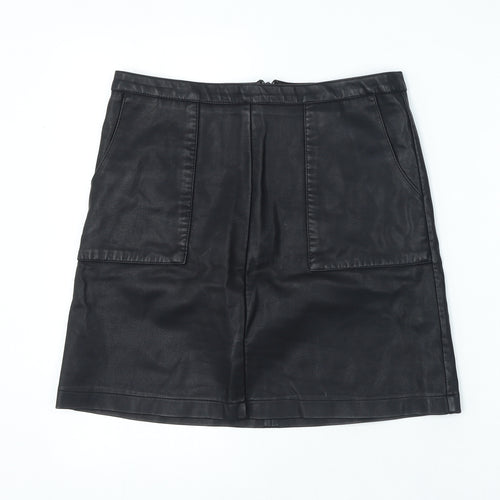 NEXT Womens Black Polyester A-Line Skirt Size 10 Zip
