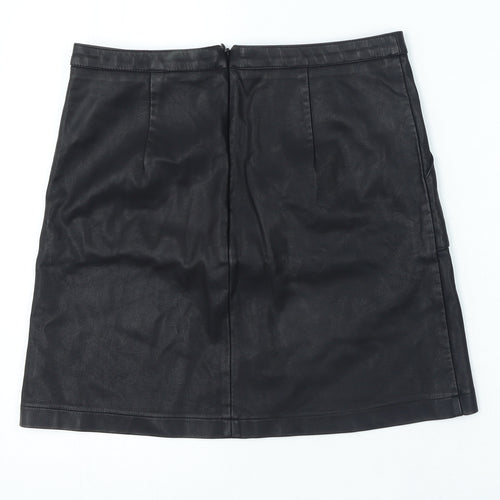NEXT Womens Black Polyester A-Line Skirt Size 10 Zip