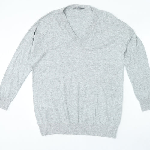 Principles Womens Grey V-Neck Nylon Pullover Jumper Size 16