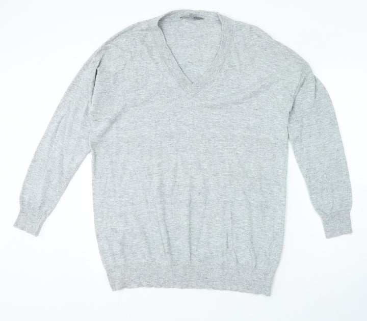 Principles Womens Grey V-Neck Nylon Pullover Jumper Size 16