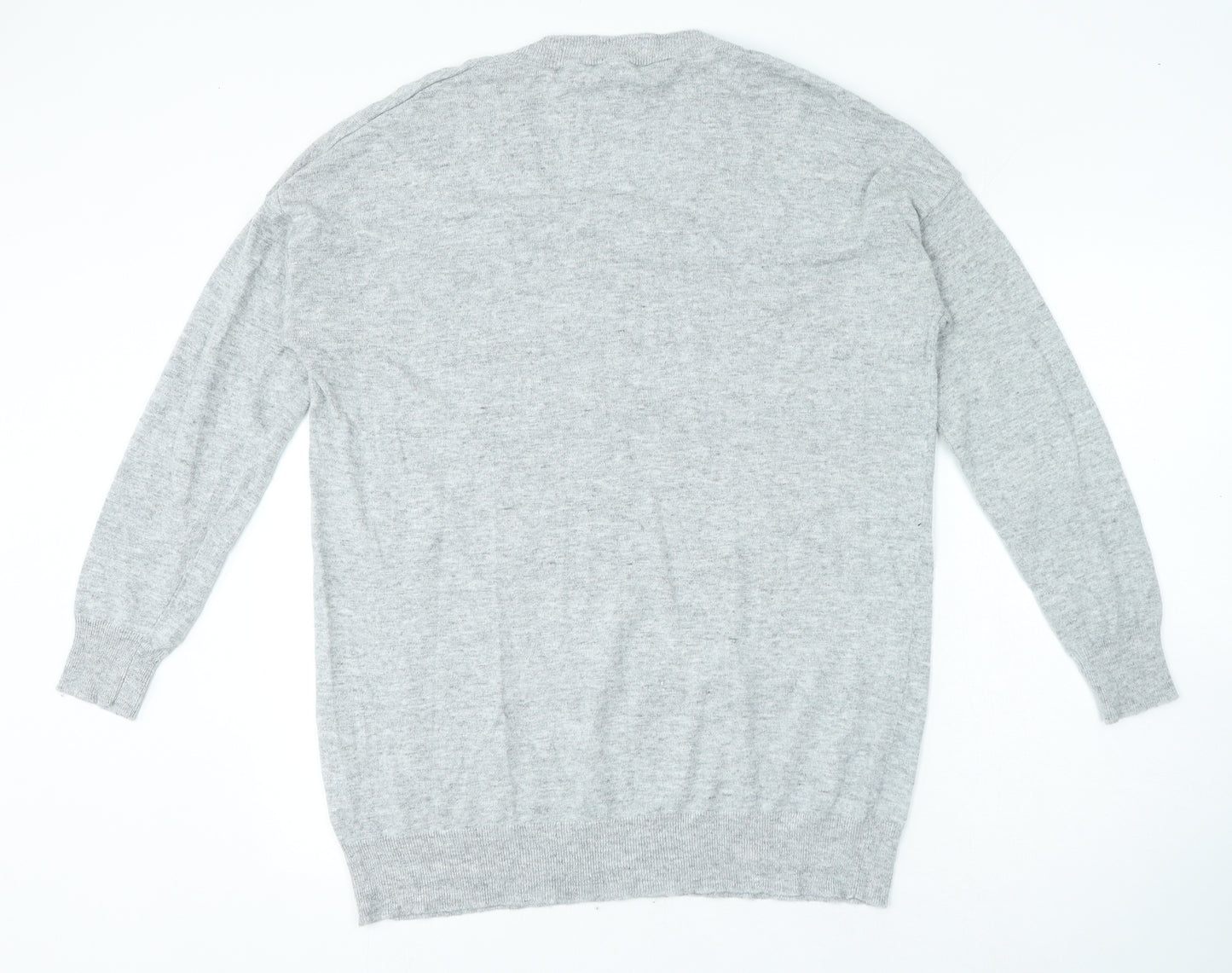 Principles Womens Grey V-Neck Nylon Pullover Jumper Size 16