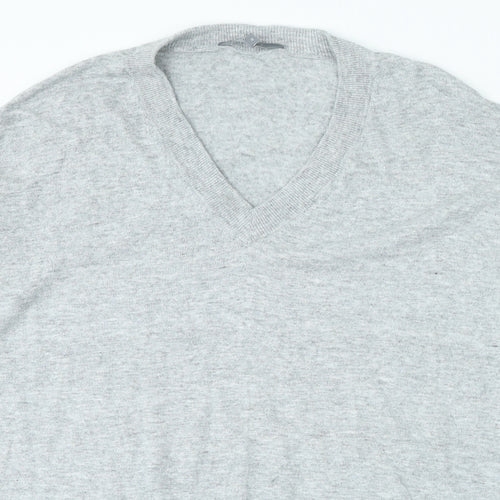 Principles Womens Grey V-Neck Nylon Pullover Jumper Size 16