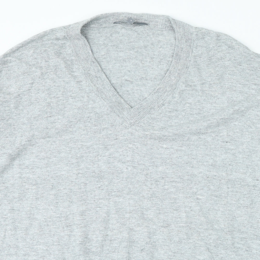 Principles Womens Grey V-Neck Nylon Pullover Jumper Size 16