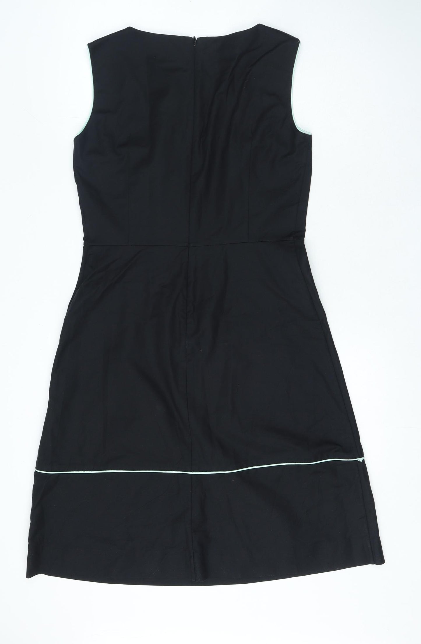 COS Womens Black Cotton Blend A-Line Size 8 Round Neck Zip - Blue Accents