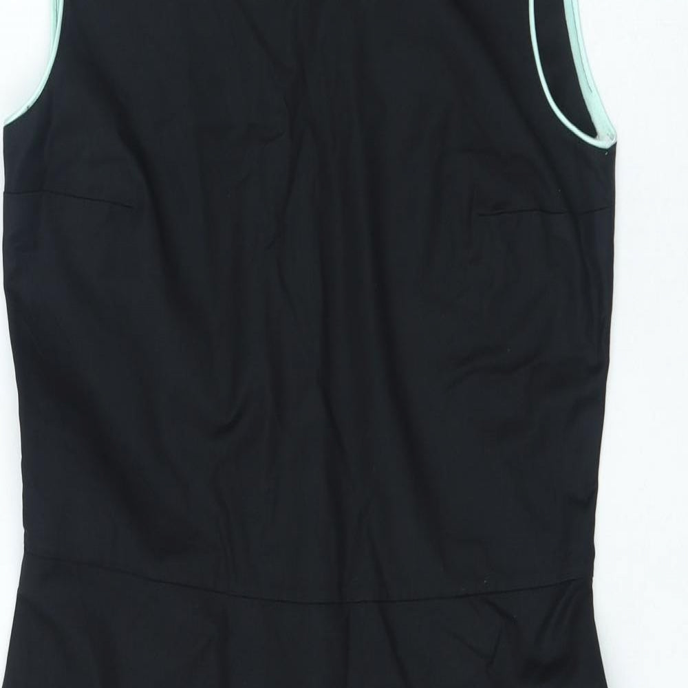 COS Womens Black Cotton Blend A-Line Size 8 Round Neck Zip - Blue Accents