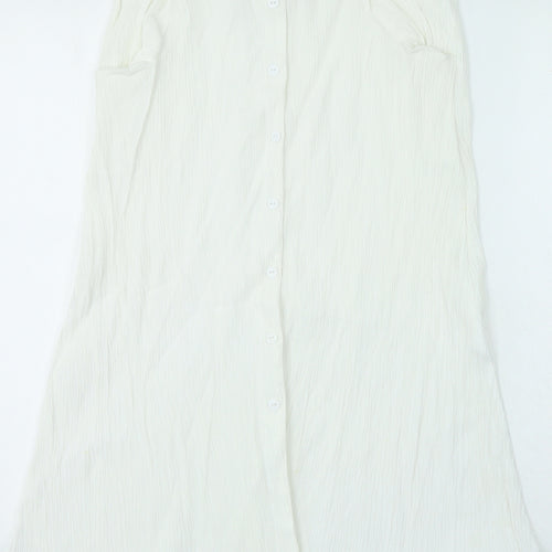 Preworn Womens White Polyacrylate Fibre A-Line Skirt Size M