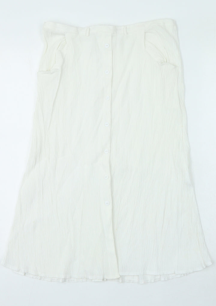 Preworn Womens White Polyacrylate Fibre A-Line Skirt Size M