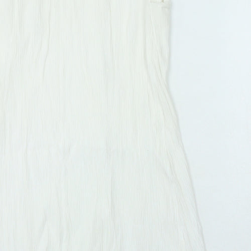 Preworn Womens White Polyacrylate Fibre A-Line Skirt Size M