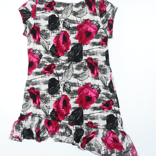 Apricot Womens Black Floral Polyester Jersey T-Shirt Size S Round Neck
