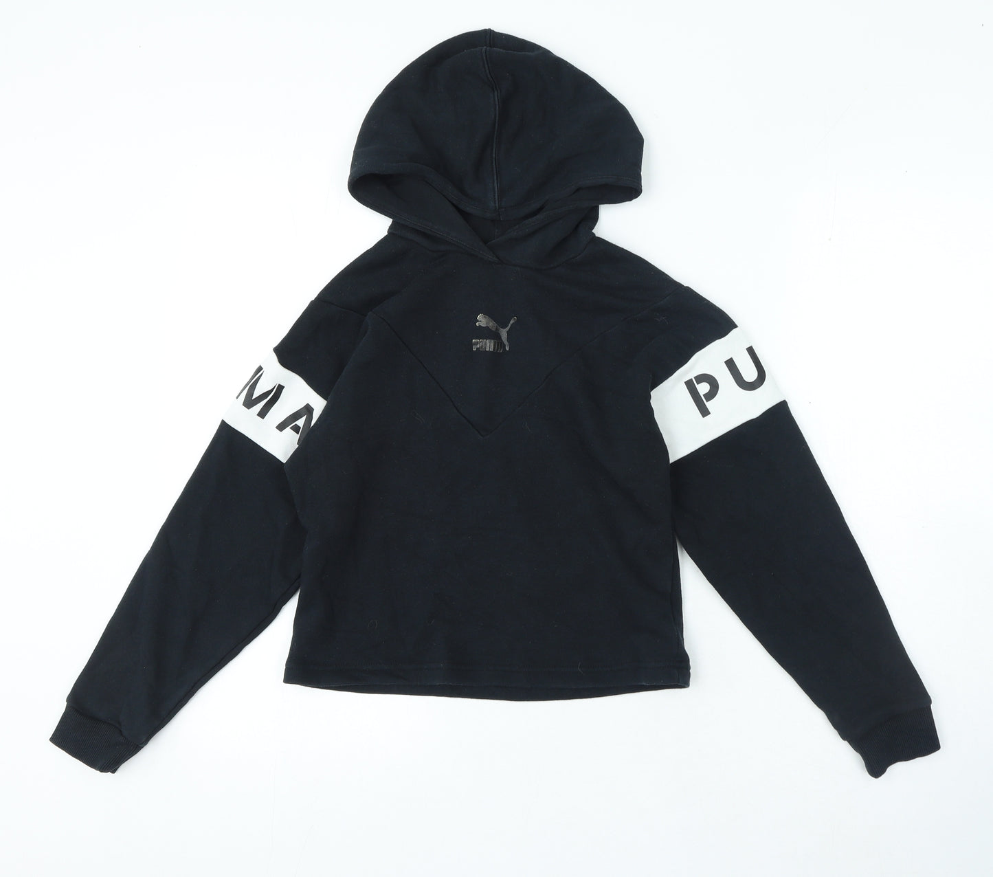 PUMA Girls Black Polyester Pullover Hoodie Size 11-12 Years