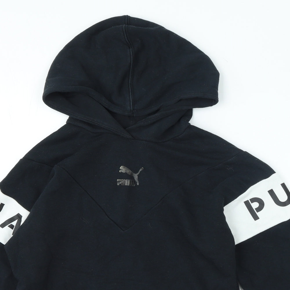 PUMA Girls Black Polyester Pullover Hoodie Size 11-12 Years