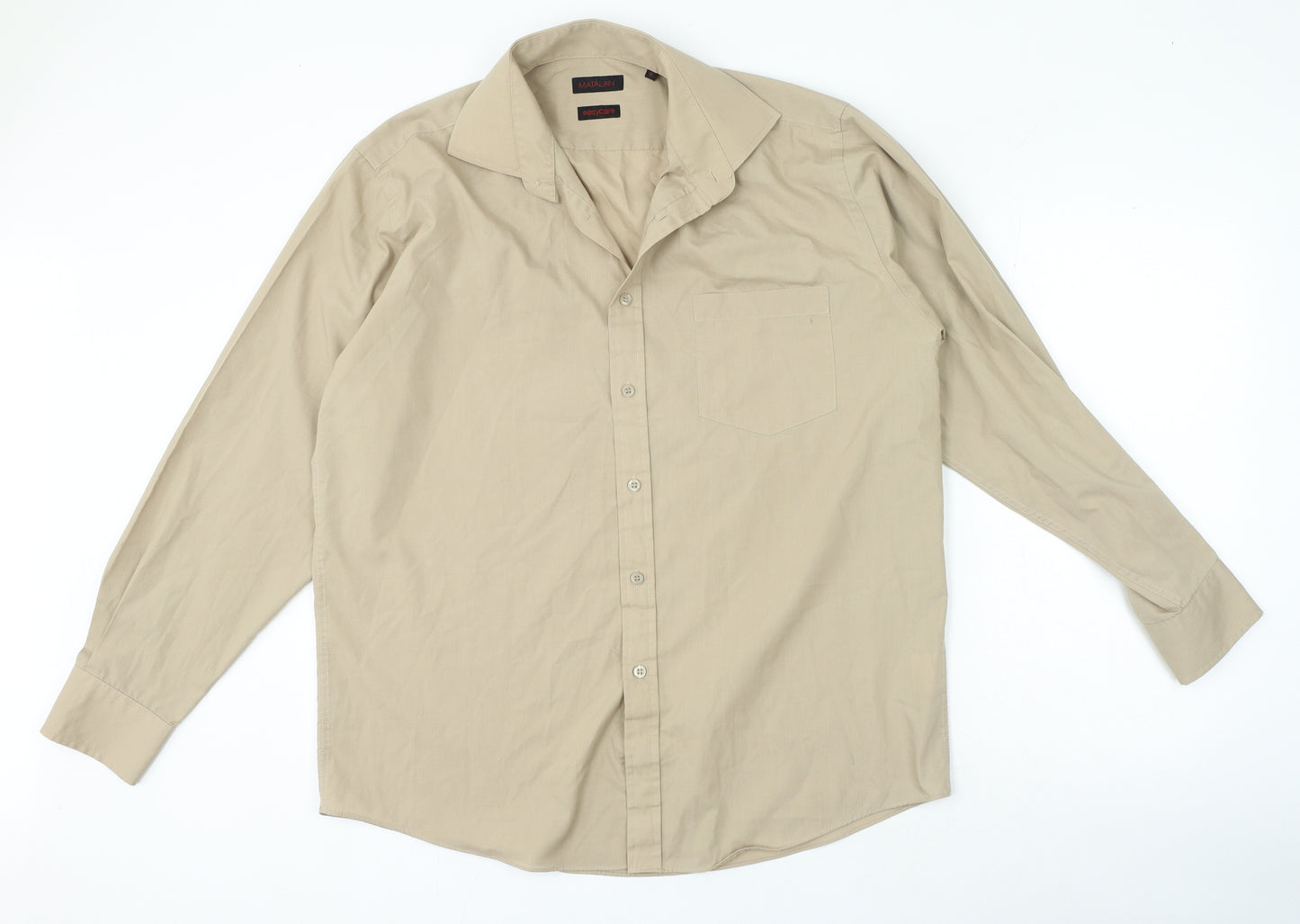 Matalan Womens Beige Polyester Blend Basic Button-Up Size 16 Collared