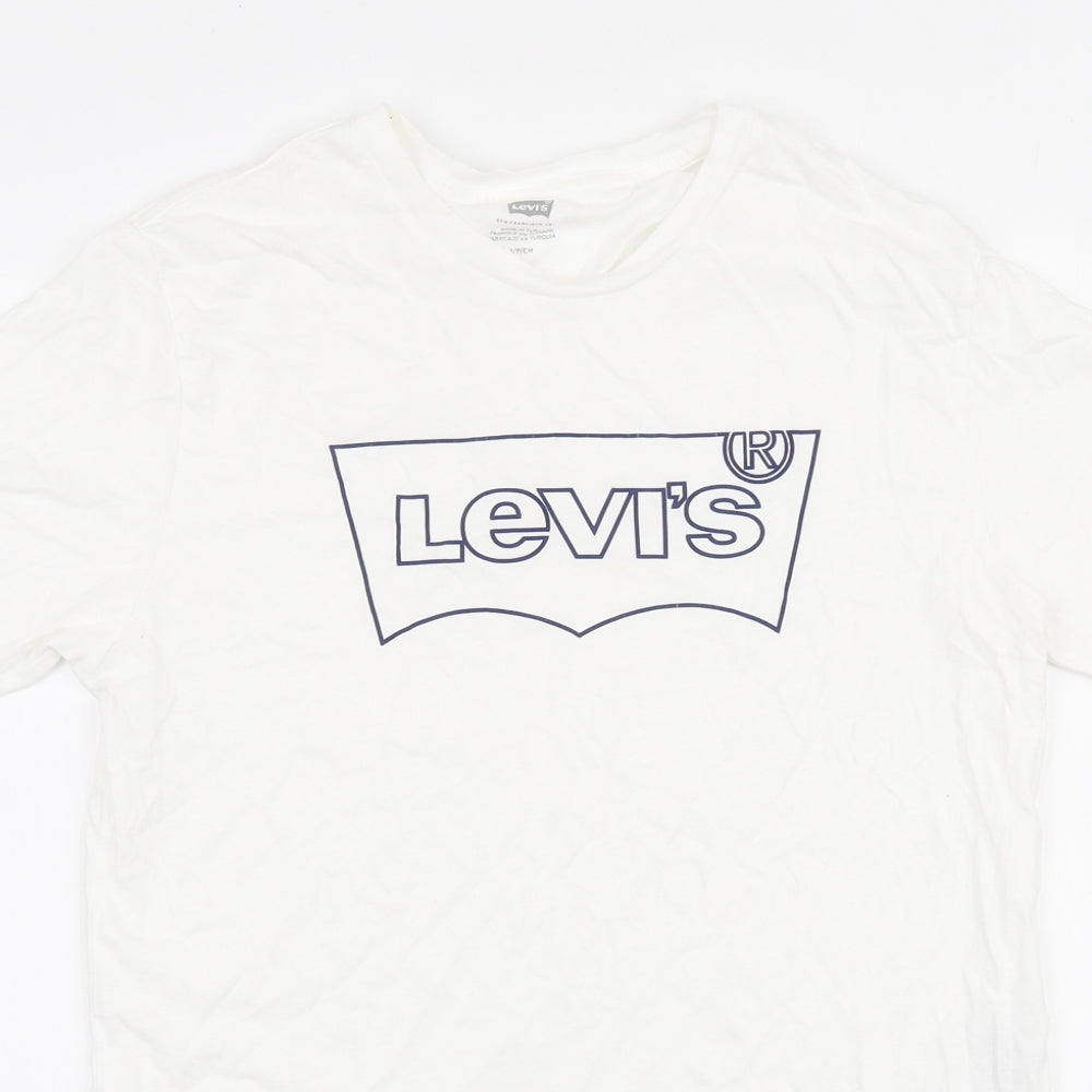 Levi's Mens White Cotton T-Shirt Size M Round Neck
