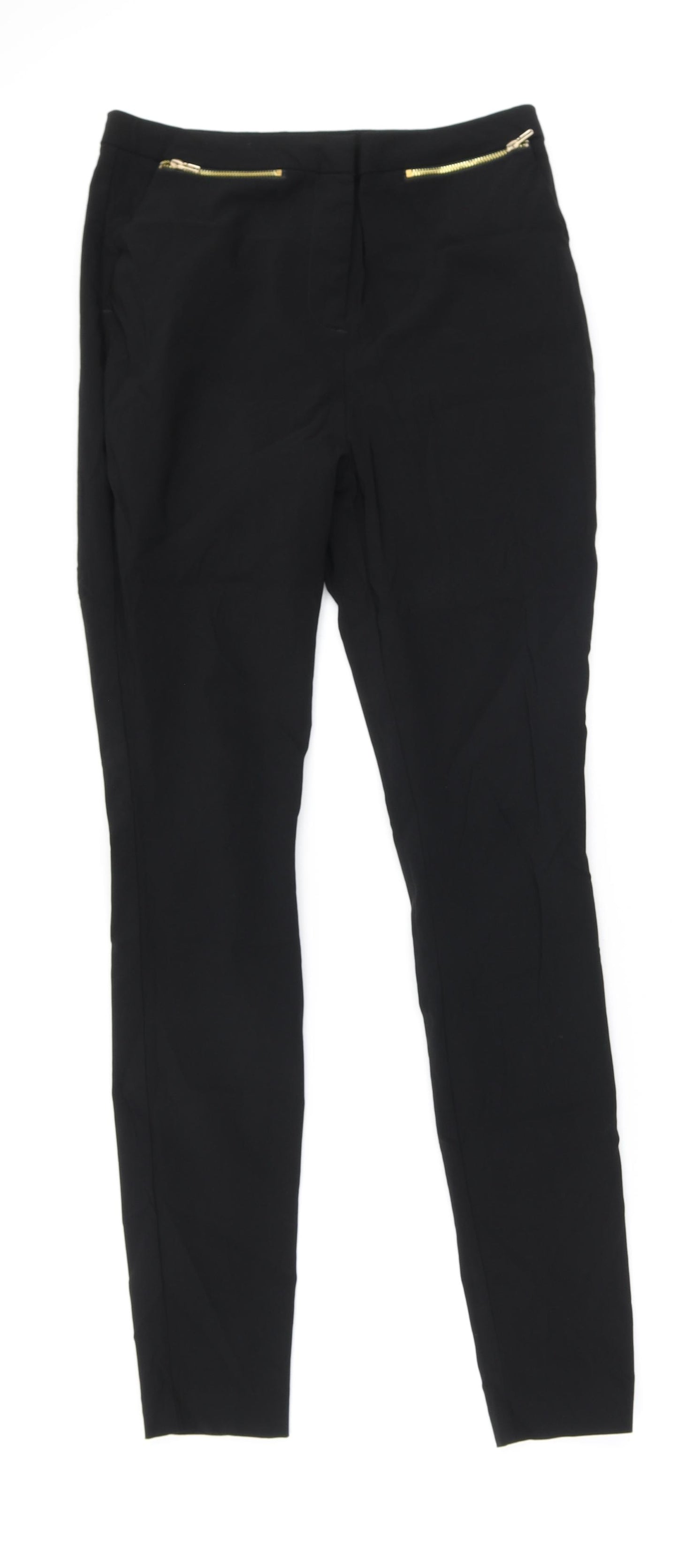 New Look Womens Black Polyamide Trousers Size 10 L29.5 in Regular Zip