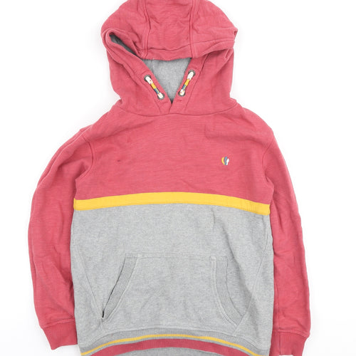 Fat Face Boys Grey Colourblock Cotton Henley Hoodie Size 7-8 Years