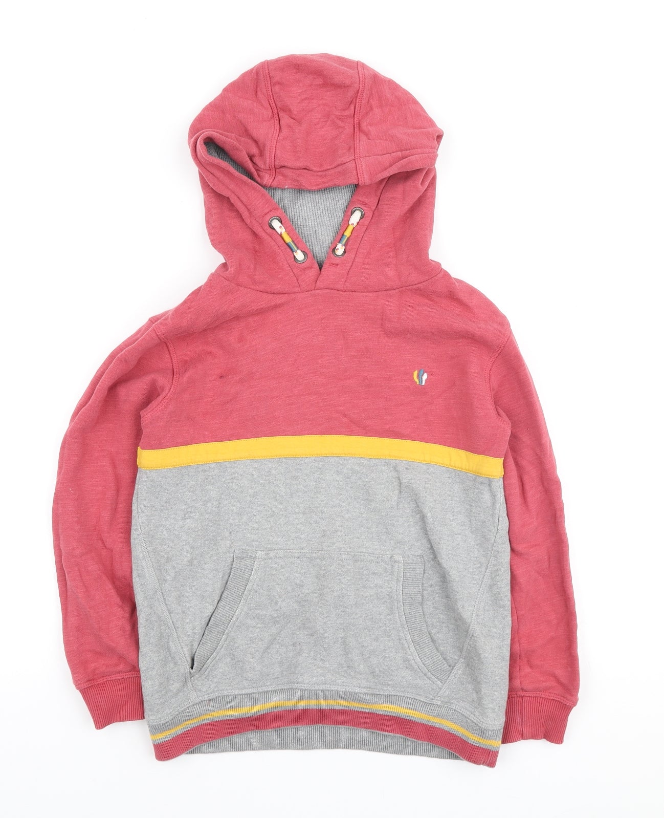 Fat Face Boys Grey Colourblock Cotton Henley Hoodie Size 7-8 Years