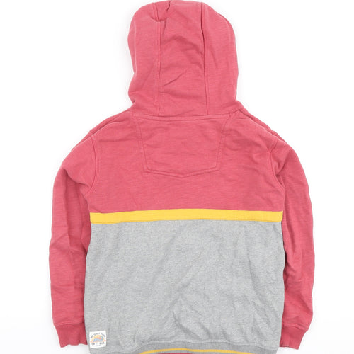 Fat Face Boys Grey Colourblock Cotton Henley Hoodie Size 7-8 Years