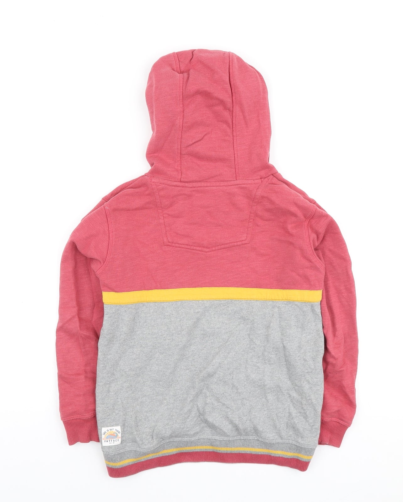 Fat Face Boys Grey Colourblock Cotton Henley Hoodie Size 7-8 Years