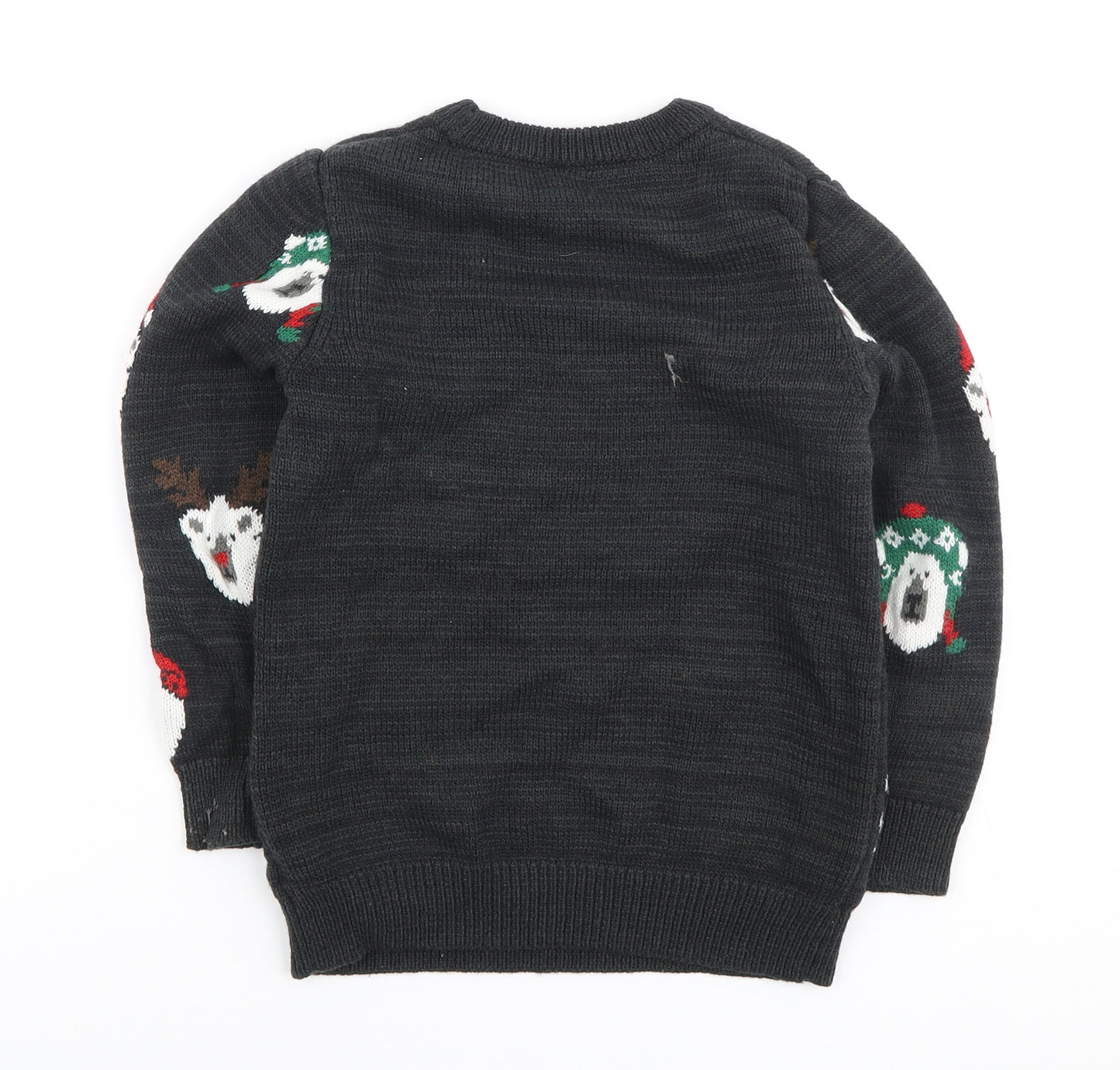 TU Boys Grey Crew Neck Geometric Polyester Pullover Jumper Size 10 Years - Christmas Polar bear