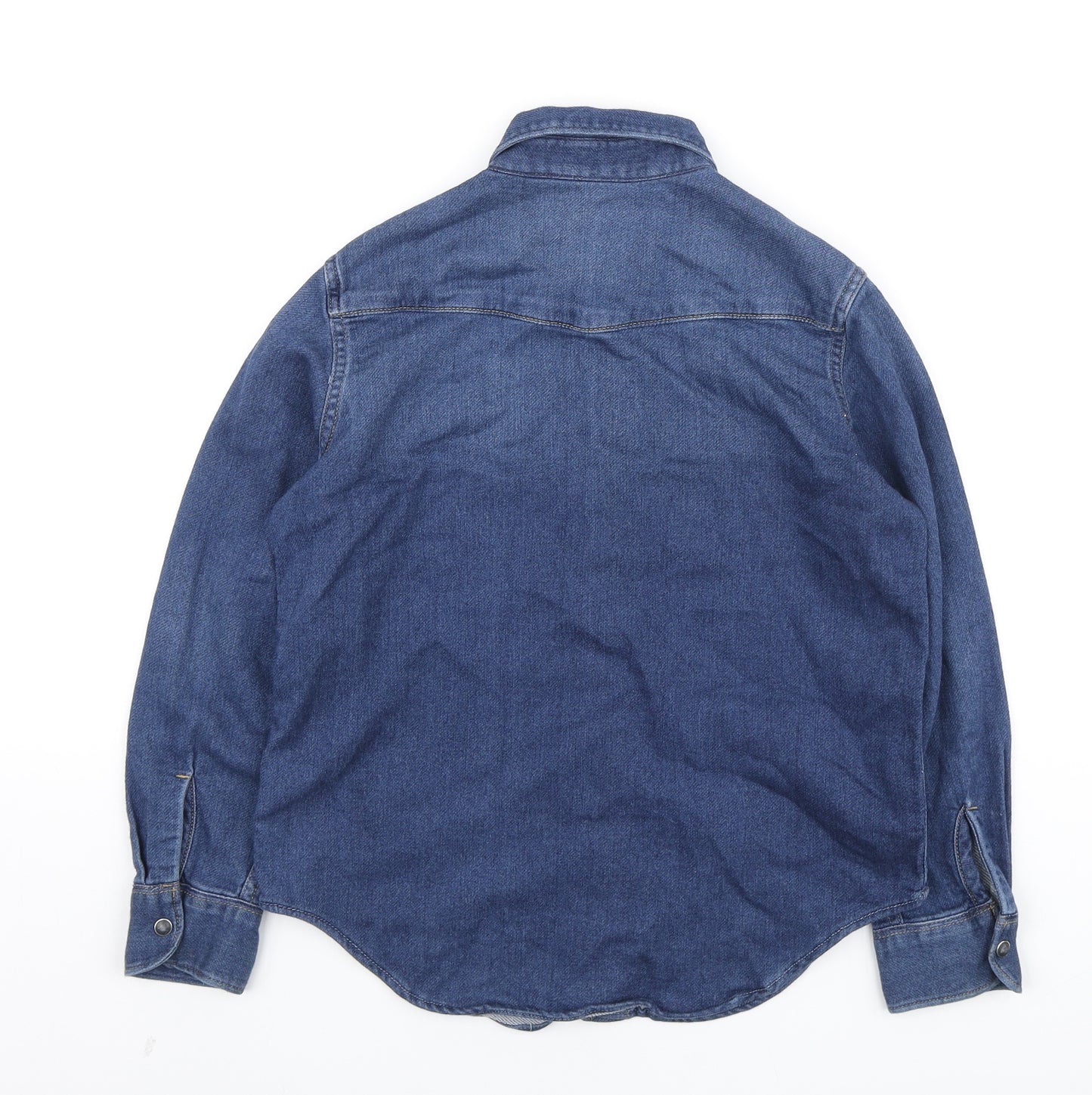 Gap Boys Blue Cotton Basic Button-Up Size M Collared Button