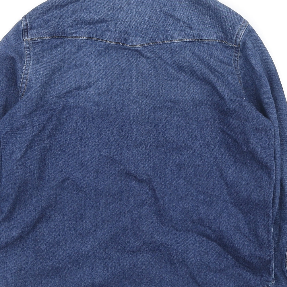 Gap Boys Blue Cotton Basic Button-Up Size M Collared Button