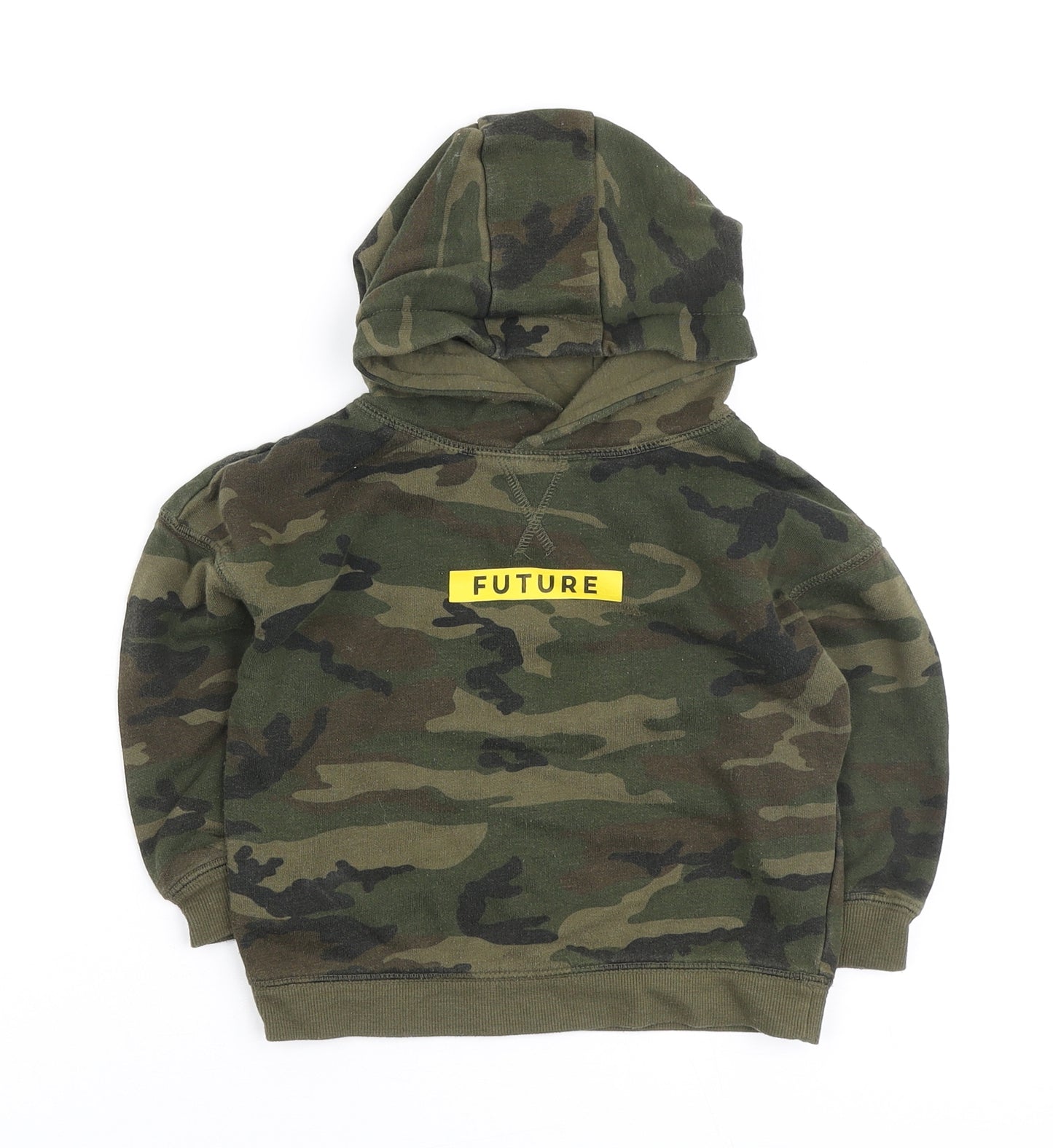 Primark Boys Green Camouflage Polyester Pullover Hoodie Size 2-3 Years - Future