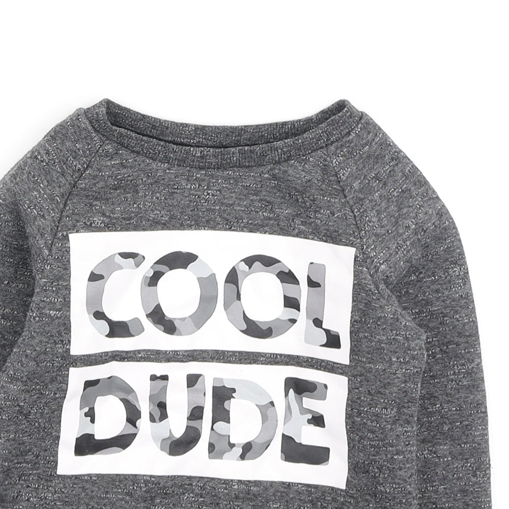 Primark Boys Grey Polyester Pullover Jumper Size 18-24 Months - Cool Dude Sweatshirt
