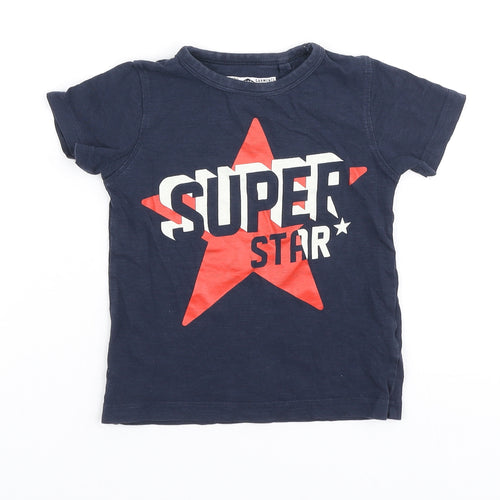 NEXT Baby Blue Cotton Basic T-Shirt Size 12-18 Months Round Neck - Super Star