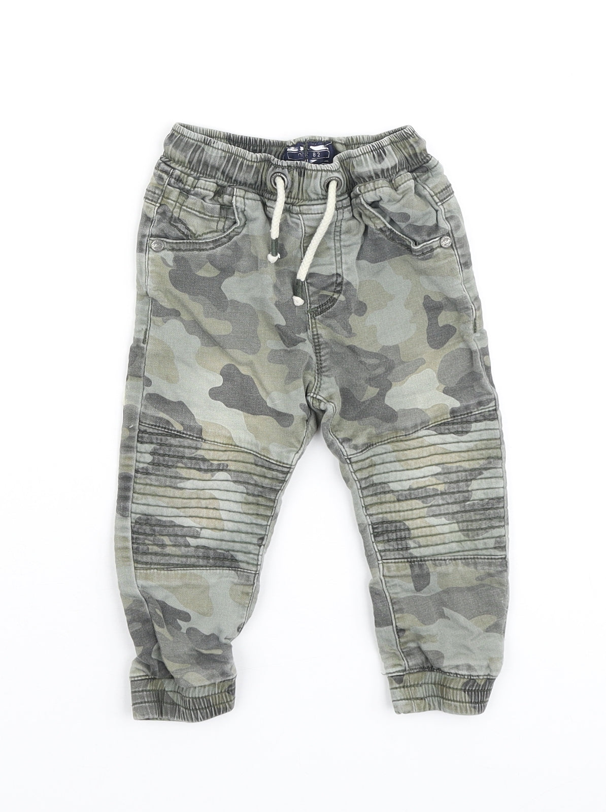 NEXT Boys Green Camouflage Cotton Cargo Jeans Size 12-18 Months Drawstring