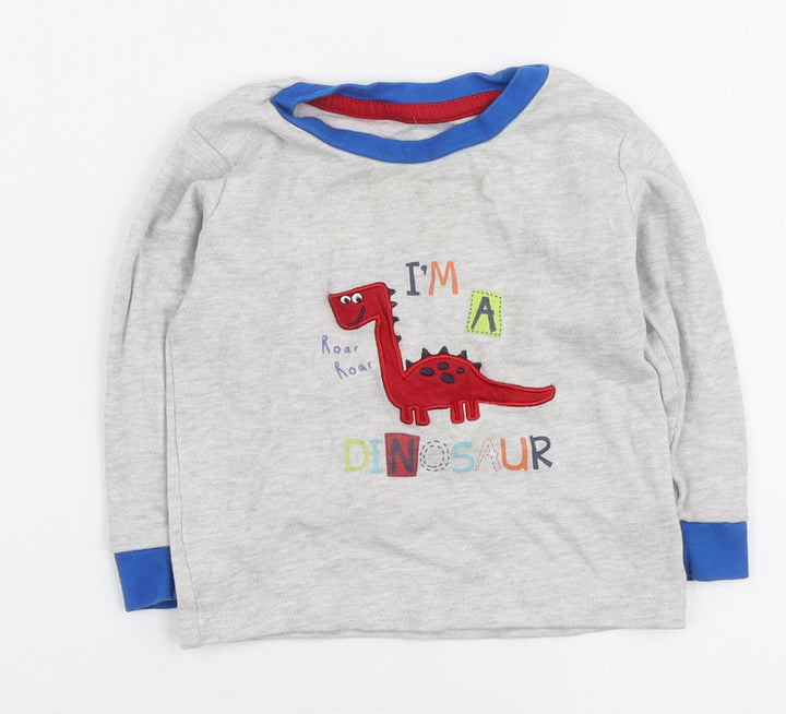 Jeff & Co Boys Grey Cotton Basic T-Shirt Size 12-18 Months Round Neck - I'm a Dinosaur
