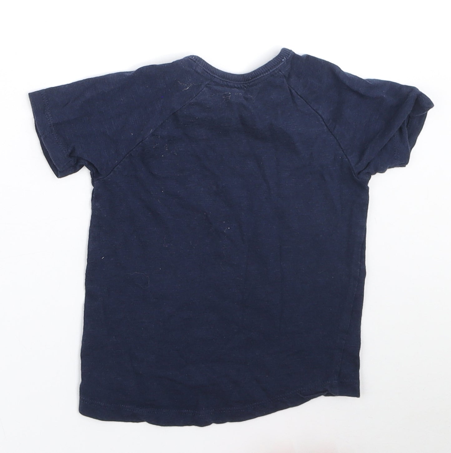George Boys Blue Cotton Basic T-Shirt Size 9-12 Months Round Neck - Mickey Mouse