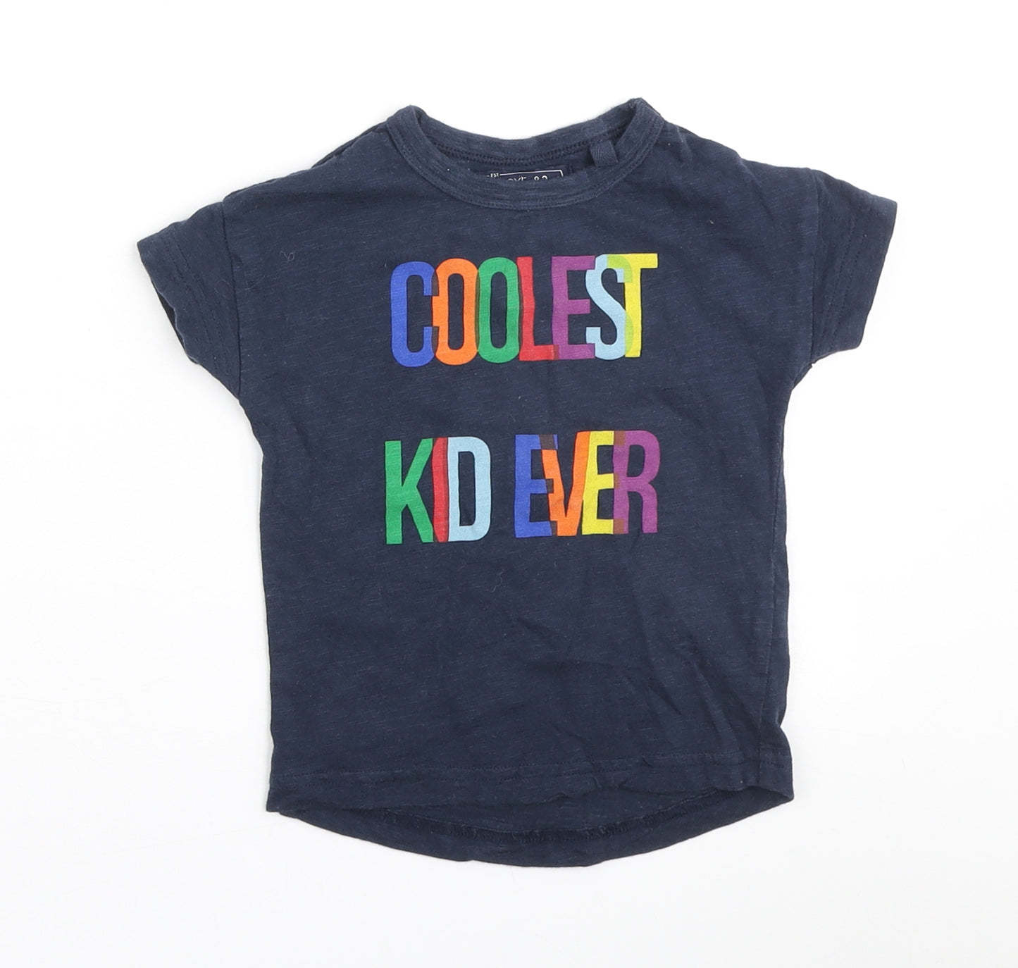 NEXT Boys Blue Cotton Basic T-Shirt Size 6-9 Months Round Neck - Coolest kid ever
