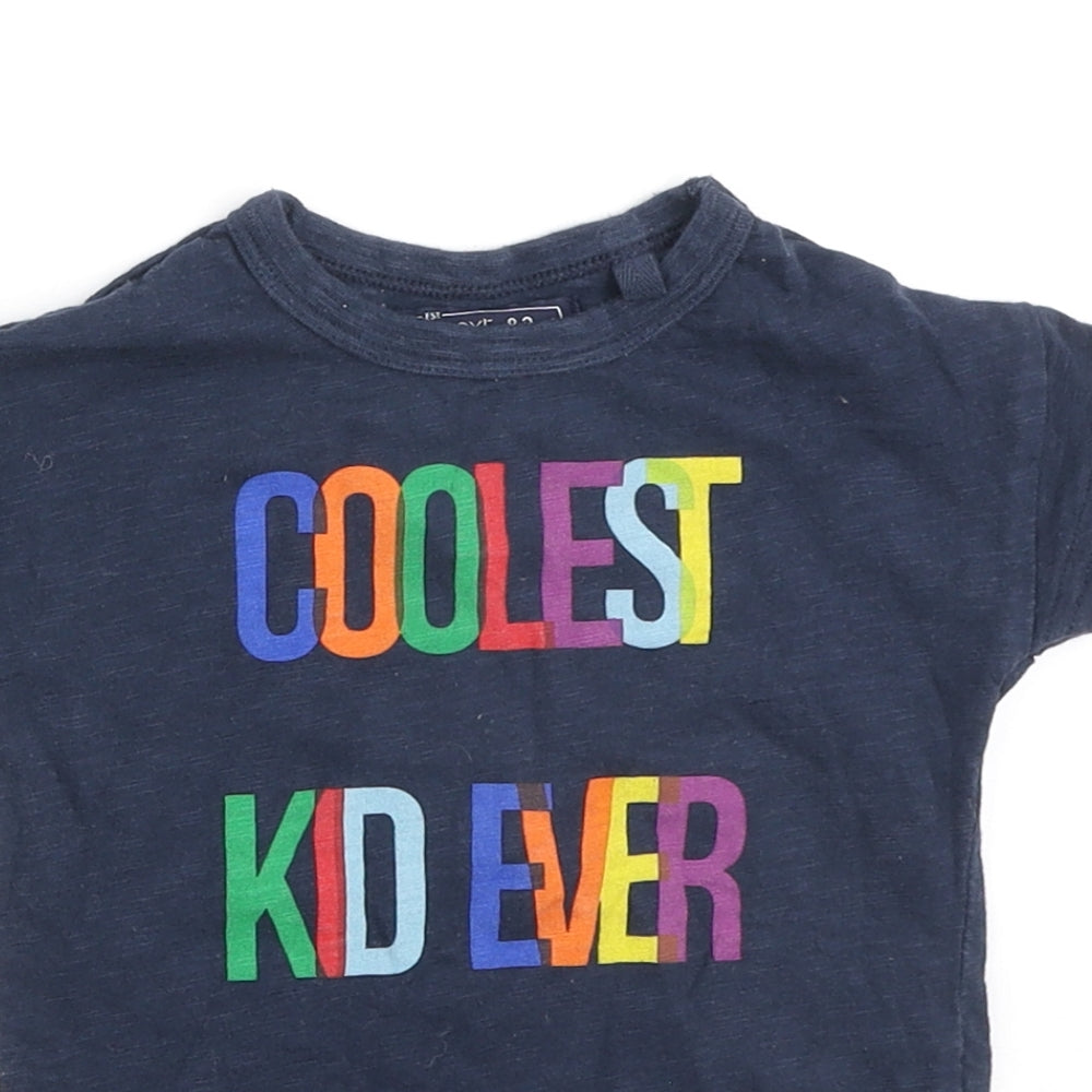 NEXT Boys Blue Cotton Basic T-Shirt Size 6-9 Months Round Neck - Coolest kid ever