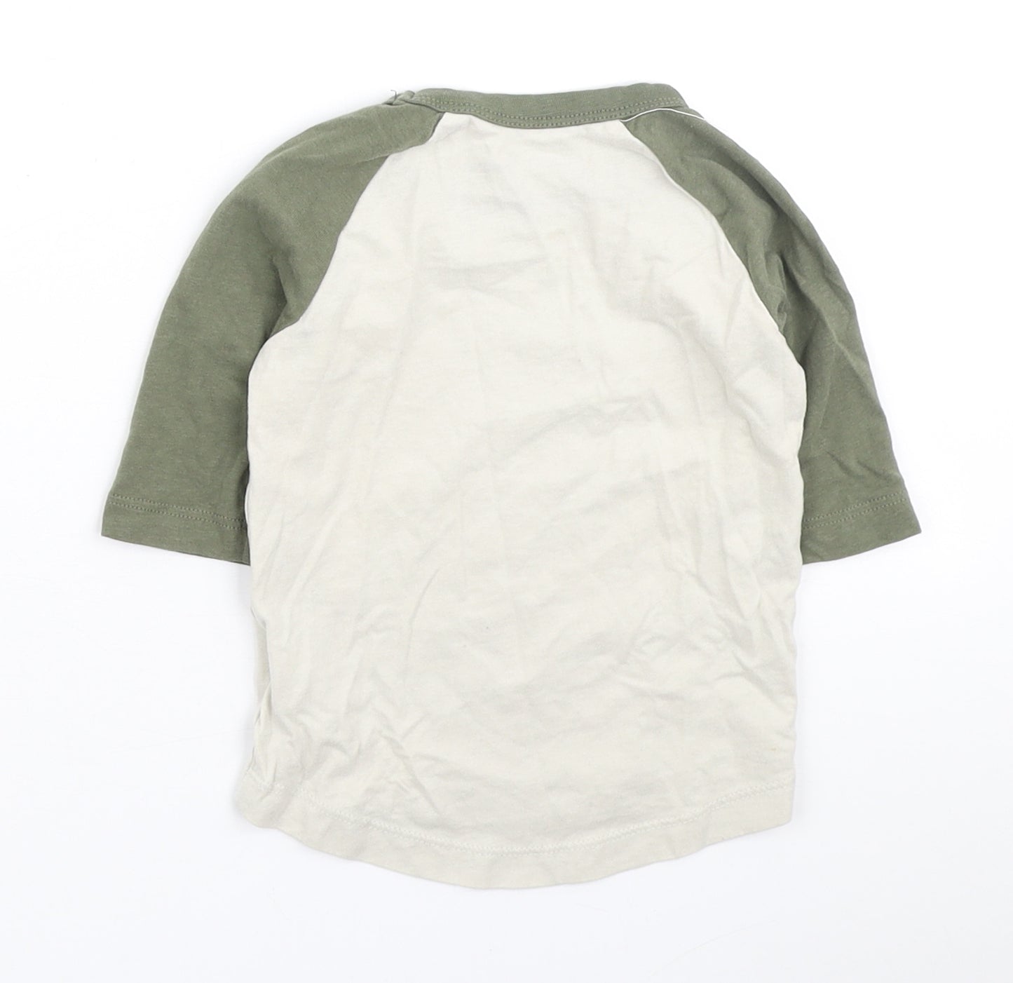 NEXT Boys Ivory Colourblock Cotton Basic T-Shirt Size 6-9 Months Round Neck