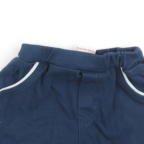 Little Mariner Baby Blue Cotton Cropped Leggings Size 0-3 Months - Contrasting Trim