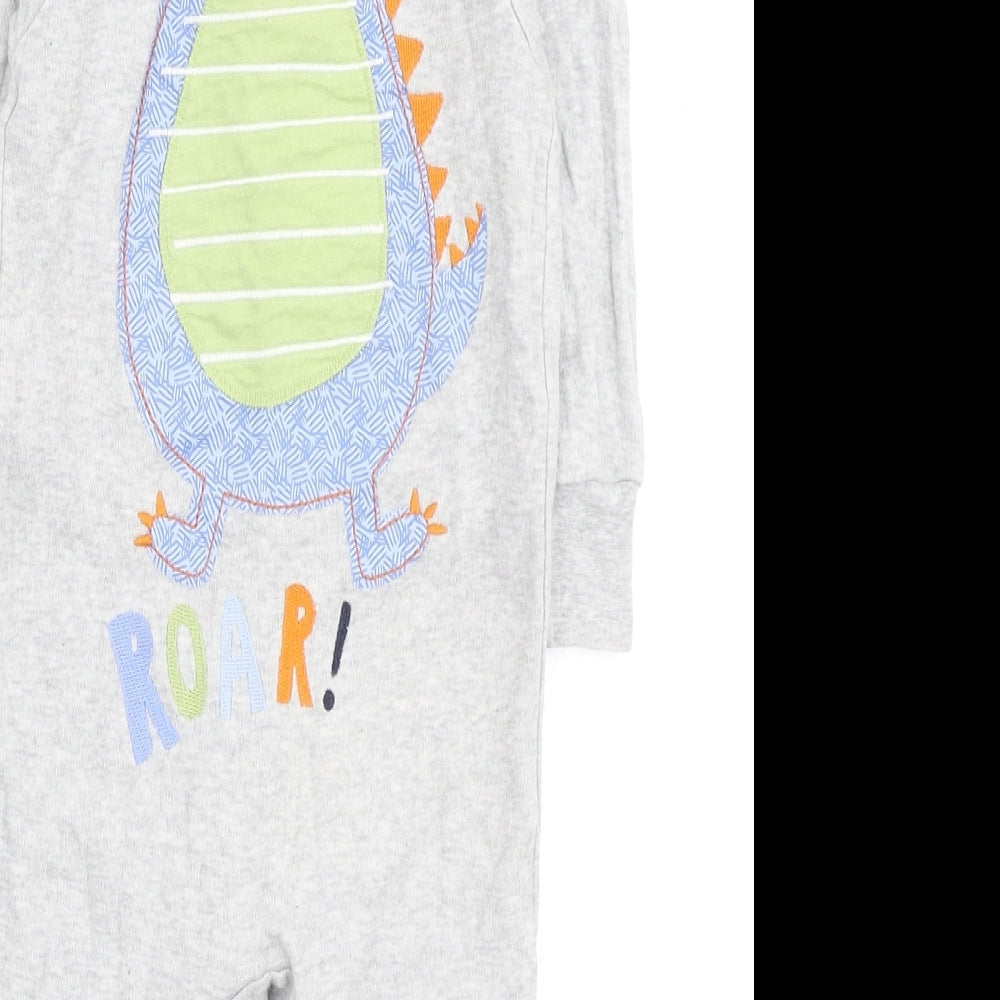 Matalan Boys Grey Polyester Babygrow One-Piece Size 6-9 Months Snap - Roar!