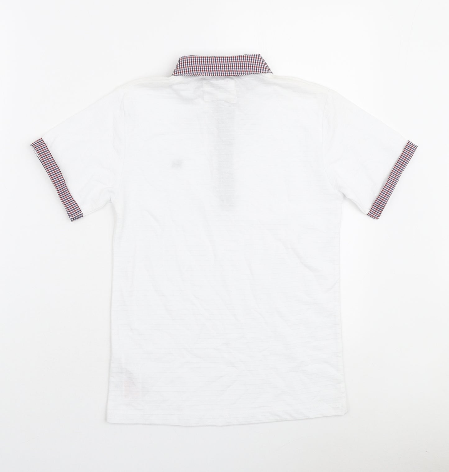 Jasper Conran Boys White Cotton Pullover Polo Size 8-9 Years Collared Button - Check trims