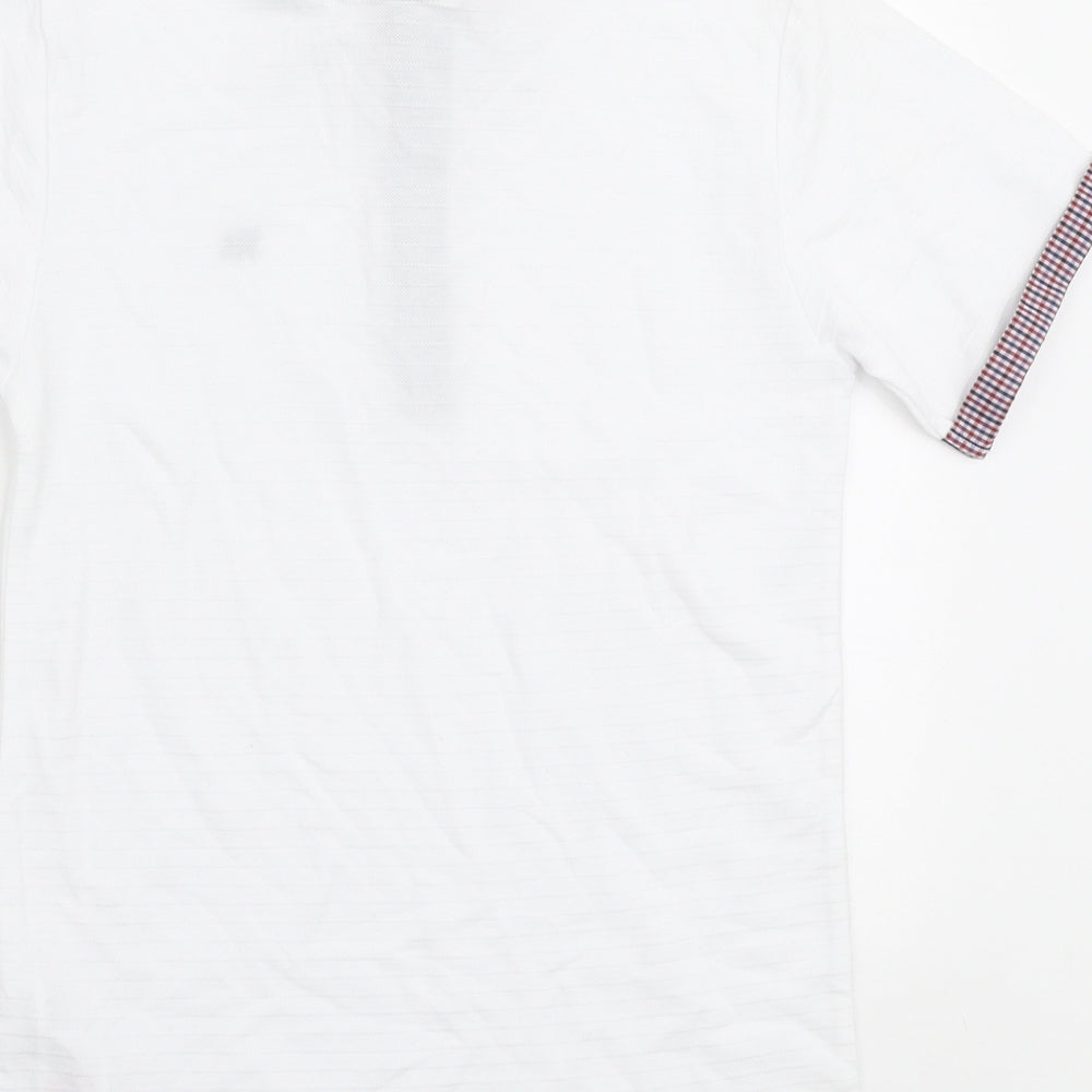 Jasper Conran Boys White Cotton Pullover Polo Size 8-9 Years Collared Button - Check trims