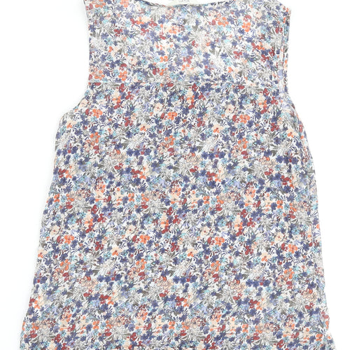 F&F Womens Multicoloured Floral Cotton Basic Tank Size 12 Scoop Neck