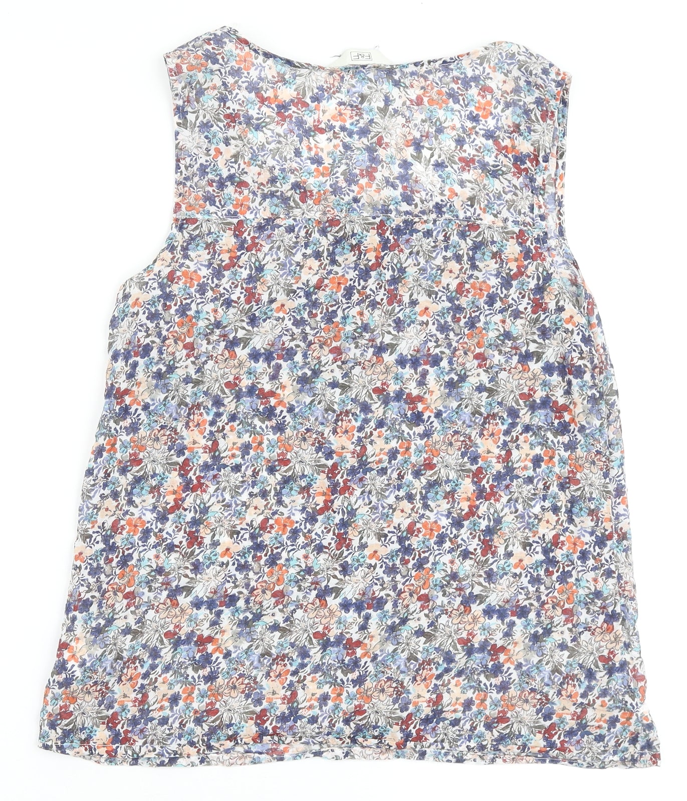 F&F Womens Multicoloured Floral Cotton Basic Tank Size 12 Scoop Neck